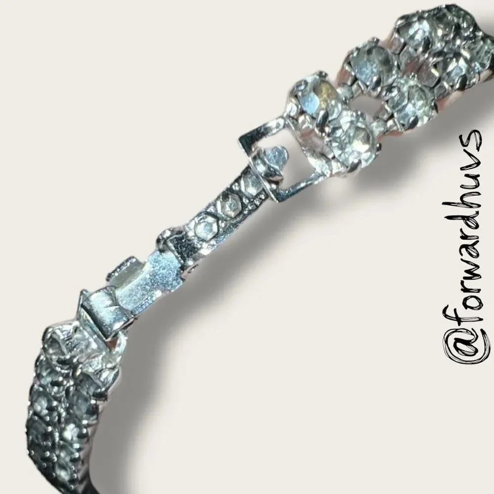 Vintage Rhinestone Double Strand Bracelet with Baguettes – 6 3/4”